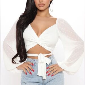 Fashion Nova Marjorie Knot Front Top - White